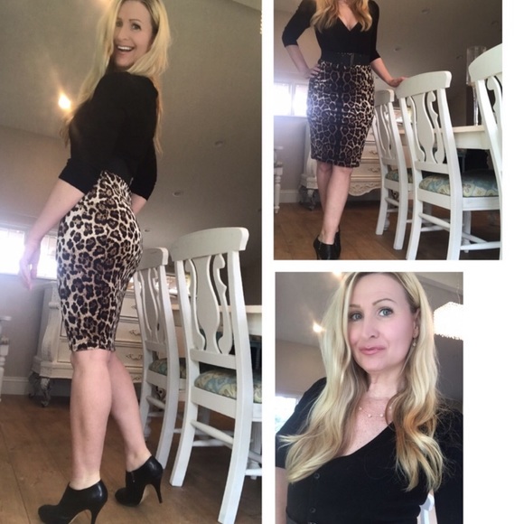 ☕️Leopard Print Pencil Skirt 🍂Sale - Picture 2 of 4
